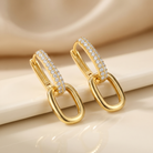 Gold Plated Sterling Silver Dangling Crystal Hoop Earrings