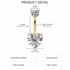 14 Gauge Hypoallergenic Crystal Heart Belly Bar diagram