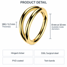 16 Gauge Double Hoop Hinged Clicker Segment Ring size guide