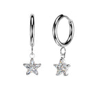 Hypoallergenic Crystal Star Hinged Hoop Earrings