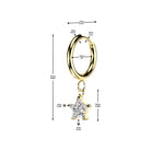 Hypoallergenic Crystal Star Hinged Hoop Earrings