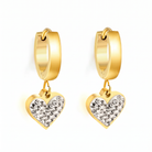 Hypoallergenic Dangling Crystal Heart Huggie Hoop Earrings