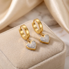 Hypoallergenic Dangling Crystal Heart Huggie Hoop Earrings