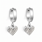 Hypoallergenic Dangling Crystal Heart Huggie Hoop Earrings