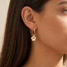 Hypoallergenic Dangling Crystal Paw Huggie Hoop Earrings