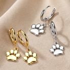 Hypoallergenic Dangling Crystal Paw Huggie Hoop Earrings