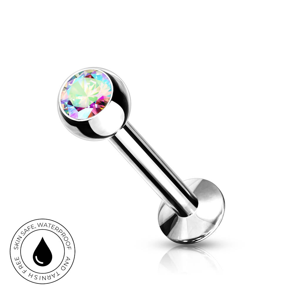 Hypoallergenic Internally Threaded Crystal Labret Stud