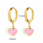 Hypoallergenic Pink Heart Hinged Hoop Earrings