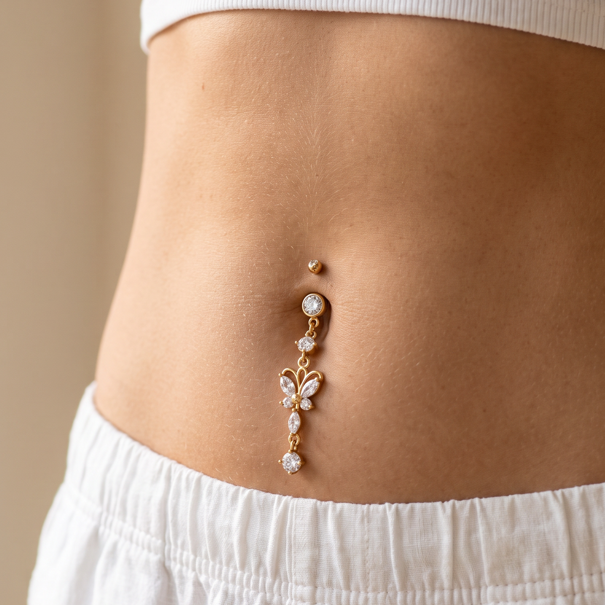 Multi Pack of 6 Gold Dangling Belly Bars