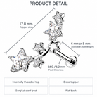 16 Gauge Internally Threaded Shooting Stars Stud size guide