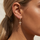 Ali Express Earrings 18 Gauge Dangling Crystal Cross Hoop Earrings