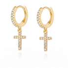 Ali Express Earrings Gold 18 Gauge Dangling Crystal Cross Hoop Earrings