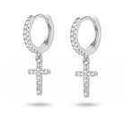 Ali Express Earrings Silver 18 Gauge Dangling Crystal Cross Hoop Earrings