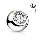 16 Gauge Externally Threaded Surgical Steel Silver Crystal Ball End - 4MM
