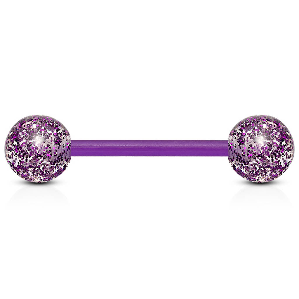 Cherry Diva Barbell 14 Gauge Flexible Acrylic Glitter Ball Barbell