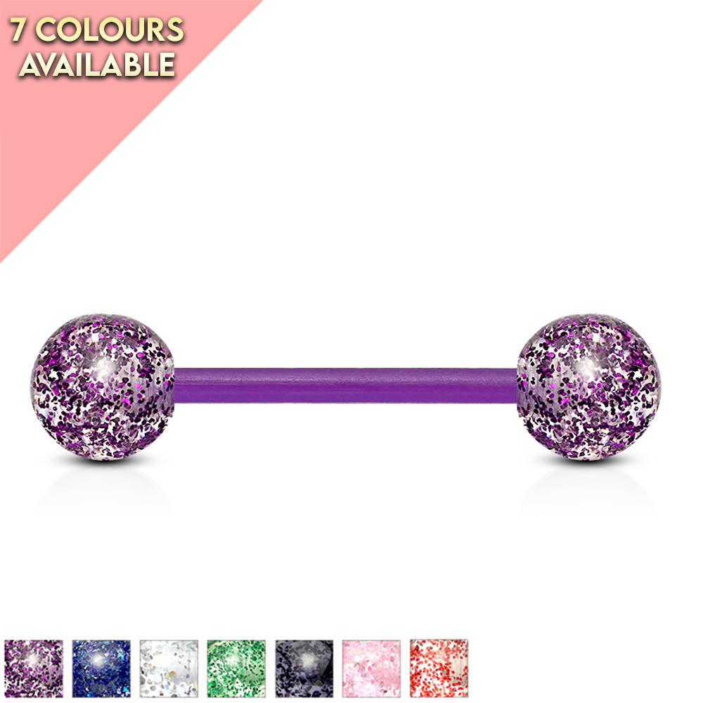 Cherry Diva Barbell 14 Gauge Glitter Balls Flexible PTFE Barbell