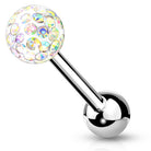 Cherry Diva Barbell 14 Gauge Internally Threaded Glitterball Tongue Barbell