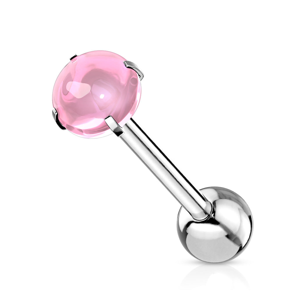 14 Gauge Pink Faux Opal Tongue Barbell