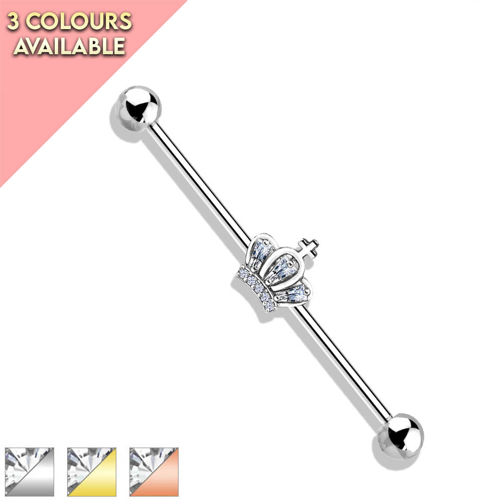 Cherry Diva Barbell 14 Gauge Princess Crown Industrial Barbell