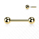 Cherry Diva Barbell Gold 14 Gauge PVD Coated Titanium Industrial Barbell