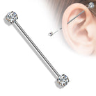 Cherry Diva Barbell 14 Gauge Silver Crystal Press Fit Industrial Barbell