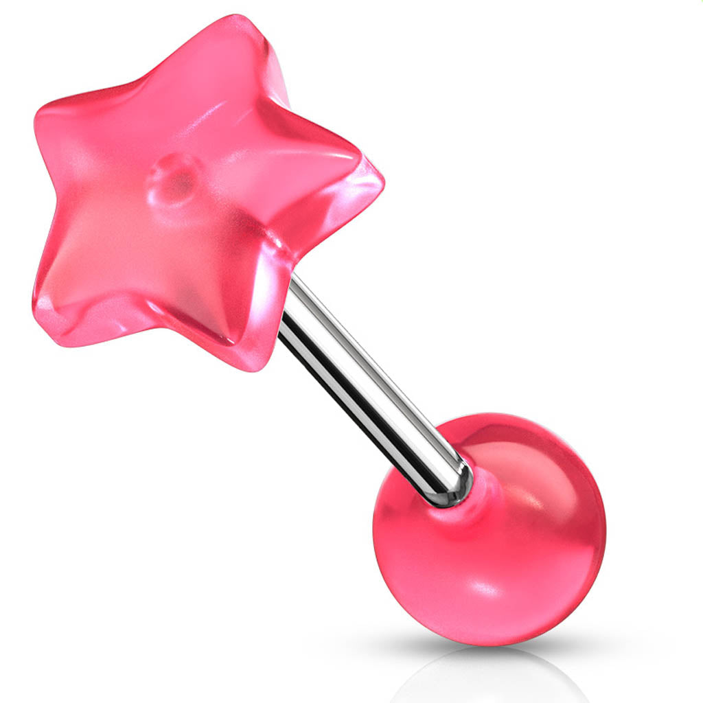Cherry Diva Barbell 14 Gauge Star Top Glow In the Dark Barbell