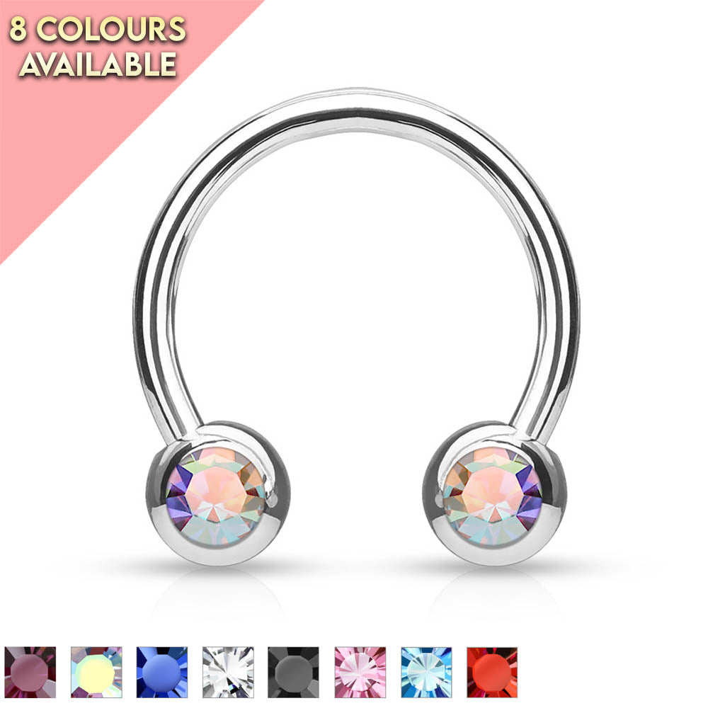 Cherry Diva Barbell 14 Gauge Surgical Steel Twin Gemstone Ball End Circular Barbell