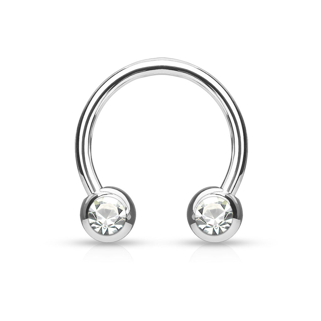 Cherry Diva Barbell CLEAR 14 Gauge Surgical Steel Twin Gemstone Ball End Circular Barbell
