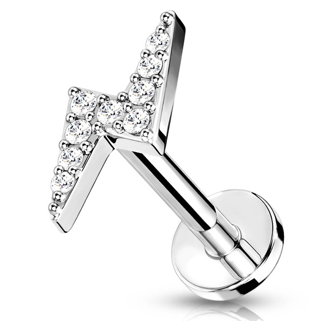 Cherry Diva Barbell 16 Gauge Crystal Lightning Bolt Cartilage Stud