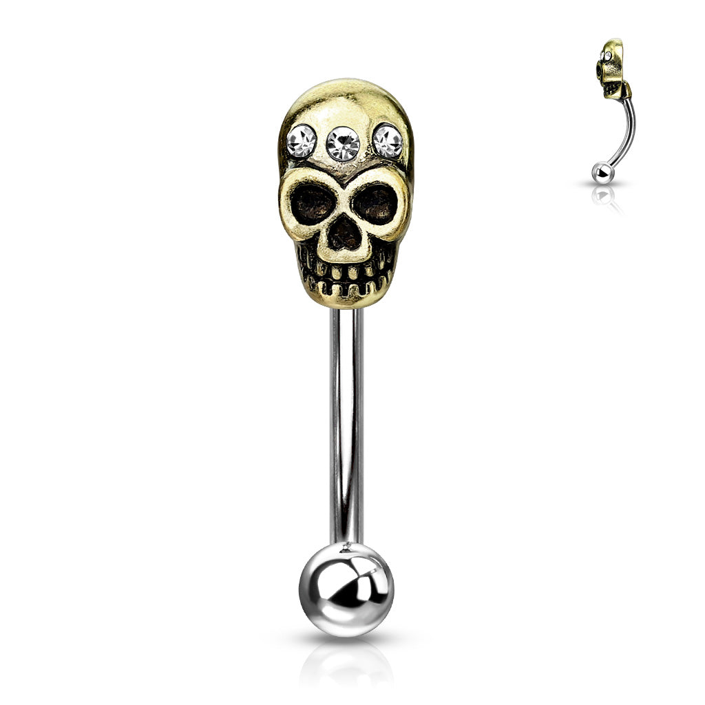 16 Gauge Golden Skull Eyebrow Barbell