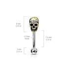 Cherry Diva Eyebrow Bar 16 Gauge Golden Skull Eyebrow Barbell