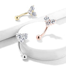 Cherry Diva Eyebrow Bar 16 Gauge Prong Set Crystal Heart Eyebrow Barbell