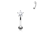 Cherry Diva Eyebrow Bar 16 Gauge Prong Set Crystal Star Eyebrow Barbell