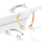 Cherry Diva Eyebrow Bar 16 Gauge Prong Set Double Crystal Star Eyebrow Barbell