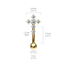 Cherry Diva Eyebrow Bar 16 Gauge Silver Crystal Cross Eyebrow Barbell