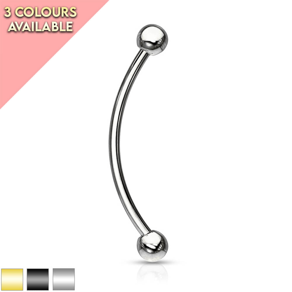 Cherry Diva Barbell 16 Gauge Surgical Steel Curved Barbell With Ball Ends