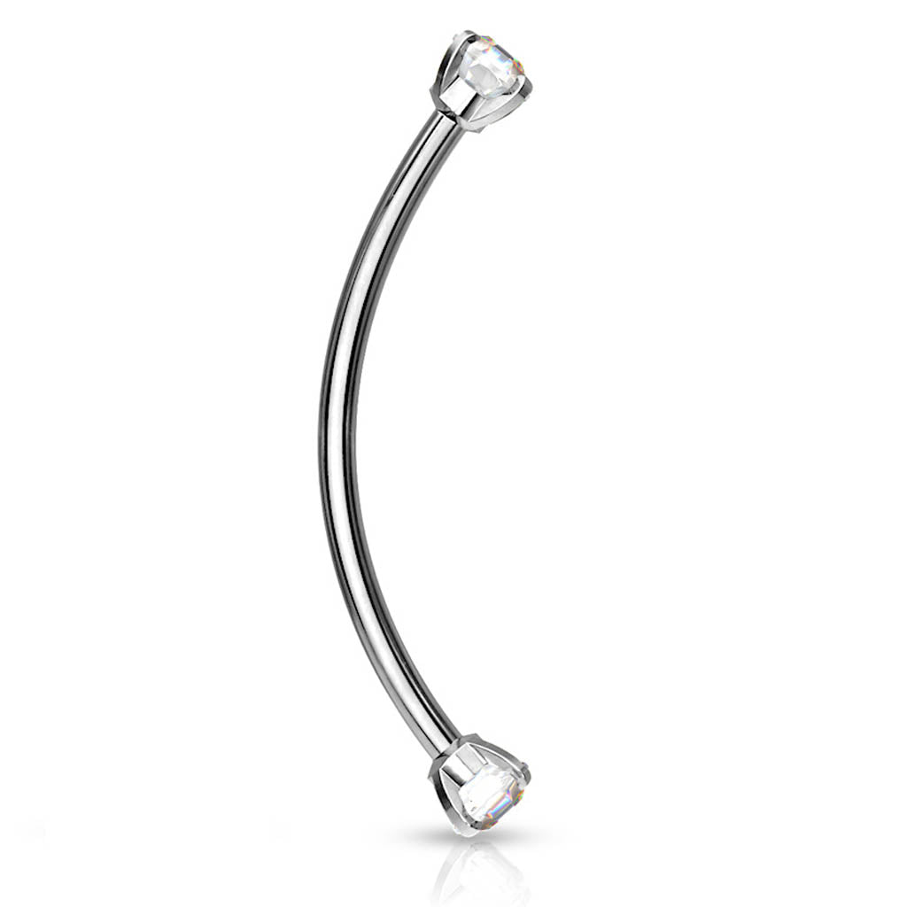 Cherry Diva Barbell 16 Gauge Surgical Steel Curved Barbell With Crystal Ends