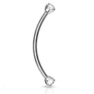 Cherry Diva Barbell 16 Gauge Surgical Steel Curved Barbell With Crystal Ends