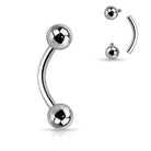 Cherry Diva Barbell 16 Gauge Titanium Curved Eyebrow Barbell With Ball Ends