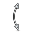 Cherry Diva Barbell 16 Gauge Titanium Curved Eyebrow Barbell With Spike Ends