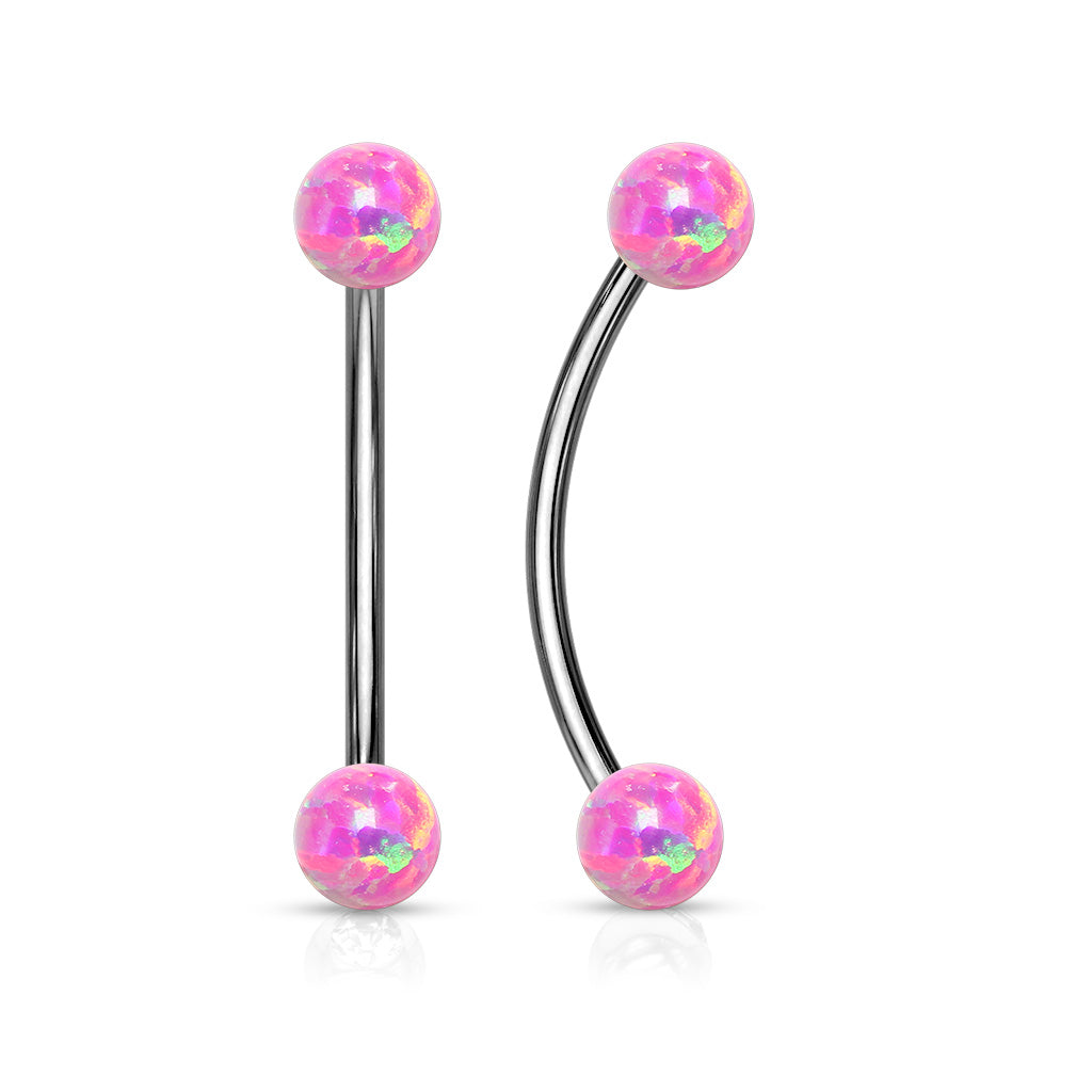 Cherry Diva Barbell PINK OPAL 316L Surgical Steel Curved Barbell With Opal Ends