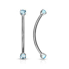 Cherry Diva Barbell Blue 16 Gauge Surgical Steel Curved Barbell With Crystal Ends