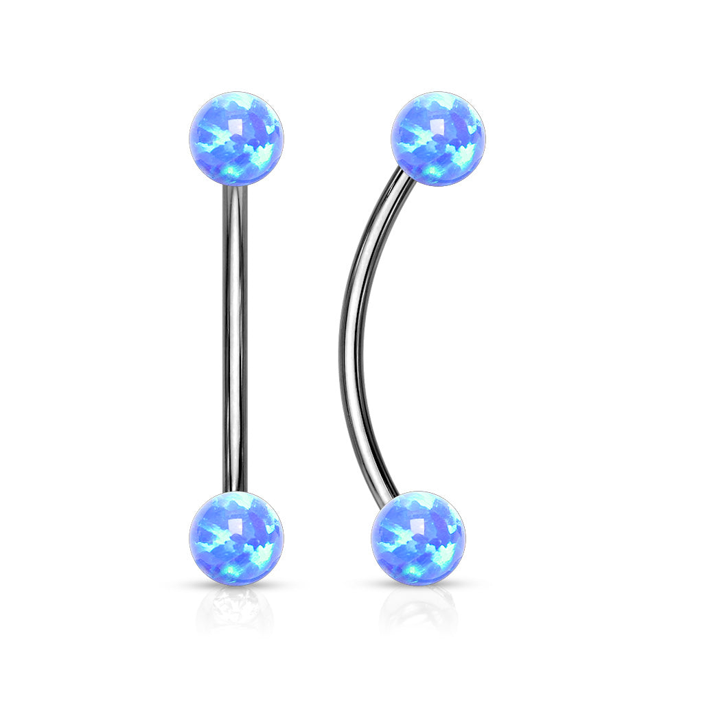 Cherry Diva Barbell BLUE OPAL 316L Surgical Steel Curved Barbell With Opal Ends