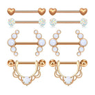 Cherry Diva Barbell Gold Multi Pack Of 8 Opal Nipple Bars