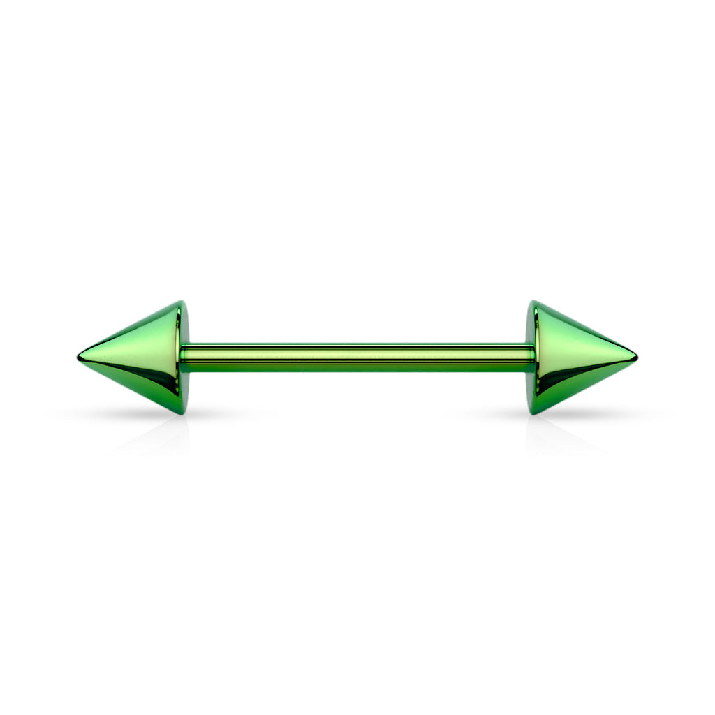 Cherry Diva Barbell Green 14 Gauge Titanium IP Spike End Barbell