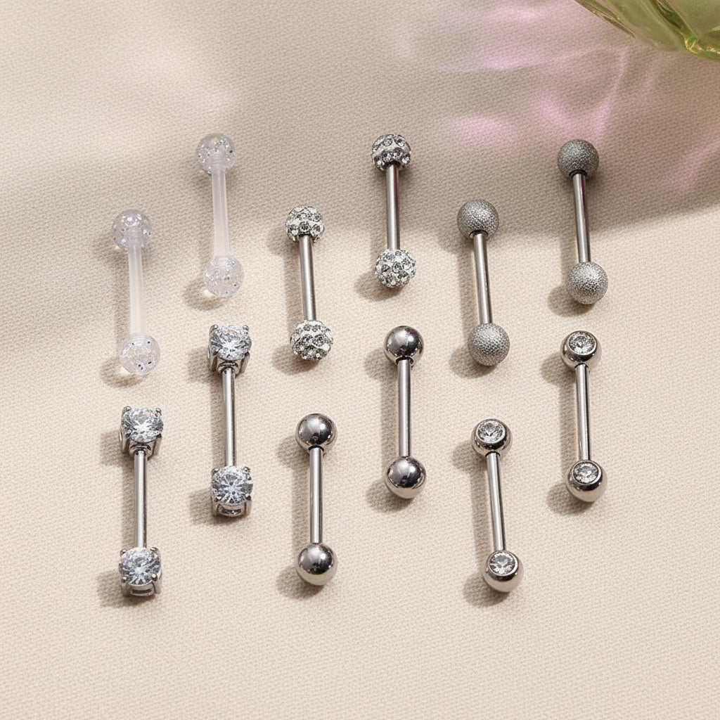 Cherry Diva Barbell Multi Pack Of 12 Silver Straight Barbells