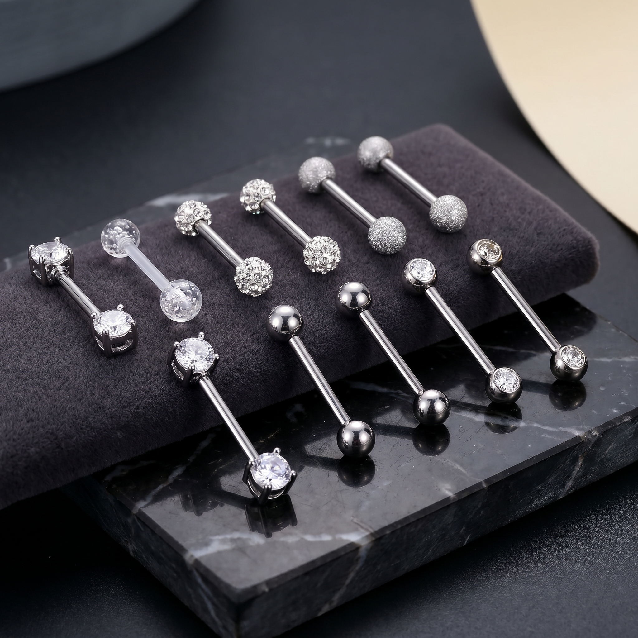 Cherry Diva Barbell Multi Pack Of 12 Silver Straight Barbells