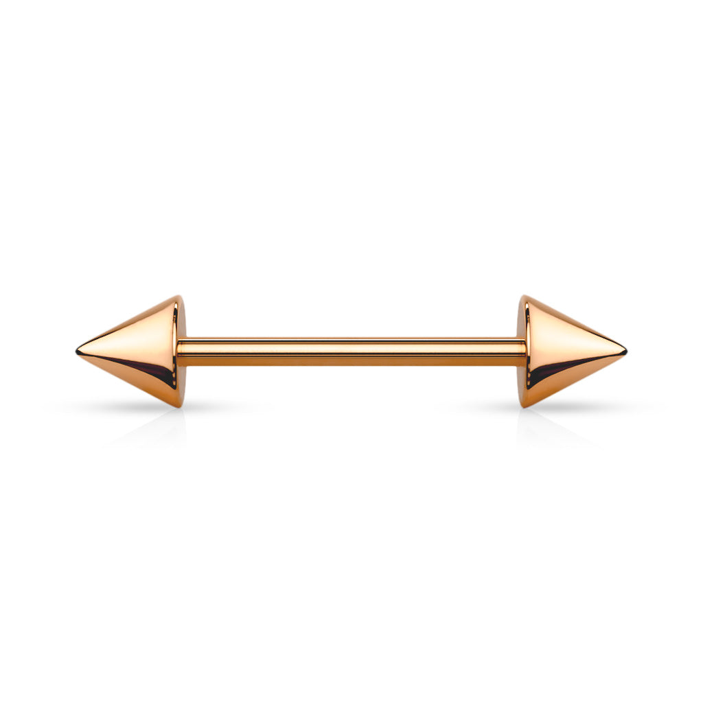 Cherry Diva Barbell Rose Gold 14 Gauge Titanium IP Spike End Barbell