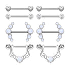 Cherry Diva Barbell Silver Multi Pack Of 8 Opal Nipple Bars