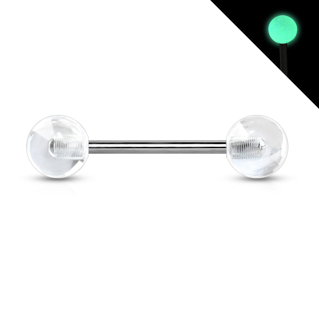 Cherry Diva Barbell White 14 Gauge Titanium Glow In The Dark Barbell